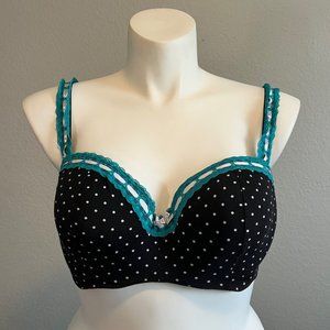 Cacique Smooth Lightly Lined Lace Trim Balconette Bra - Black